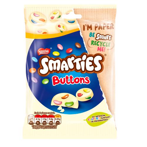Smarties Buttons White Chocolate Sharing Pouch 90g RRP 1 CLEARANCE XL 99p